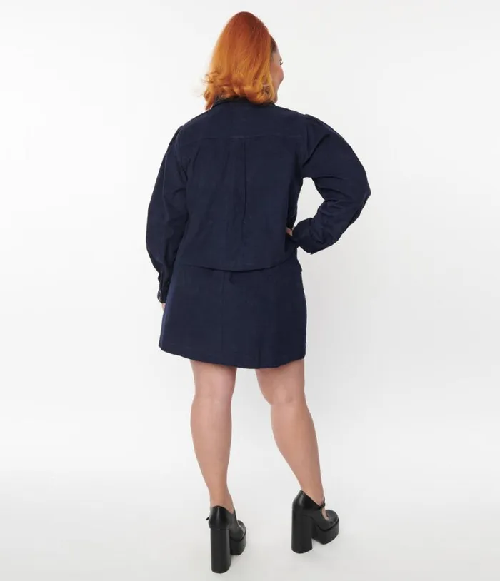 Plus Size 1970s Navy Moxy Skirt ClothingPlus Unique Vintage Skirts
