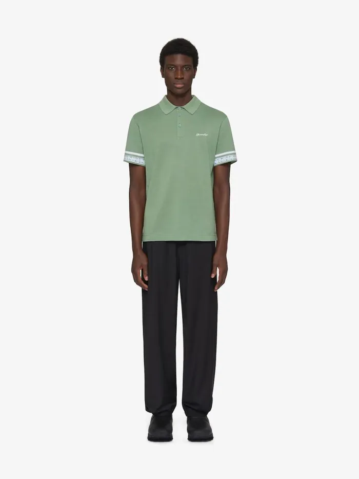Polo In Cotton With Floral Detail Almond Green Men Givenchy TShirts