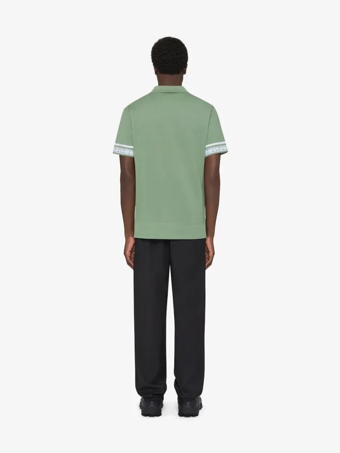 Polo In Cotton With Floral Detail Almond Green Men Givenchy TShirts