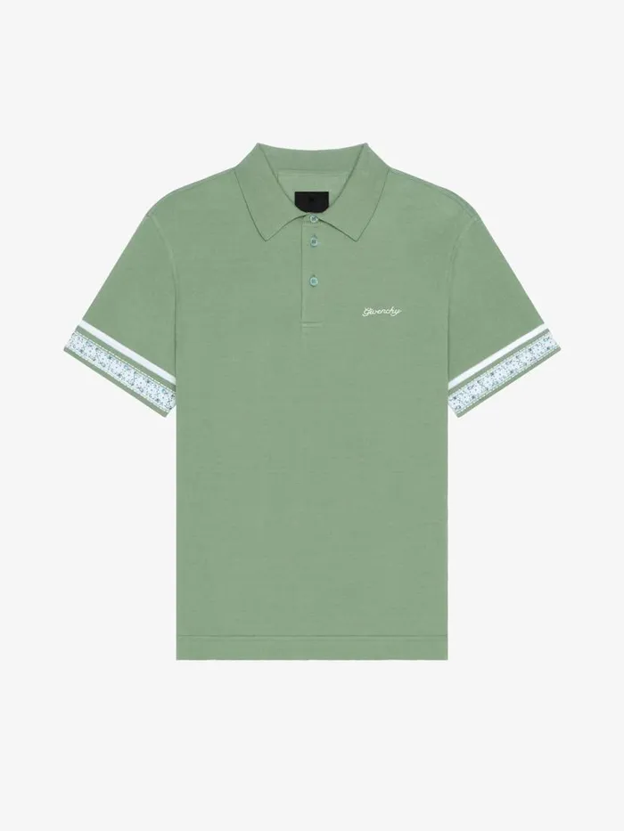 Polo In Cotton With Floral Detail Almond Green Men Givenchy TShirts