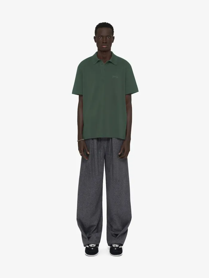 Polo In Cotton With Signature Dark Green Men Givenchy TShirts