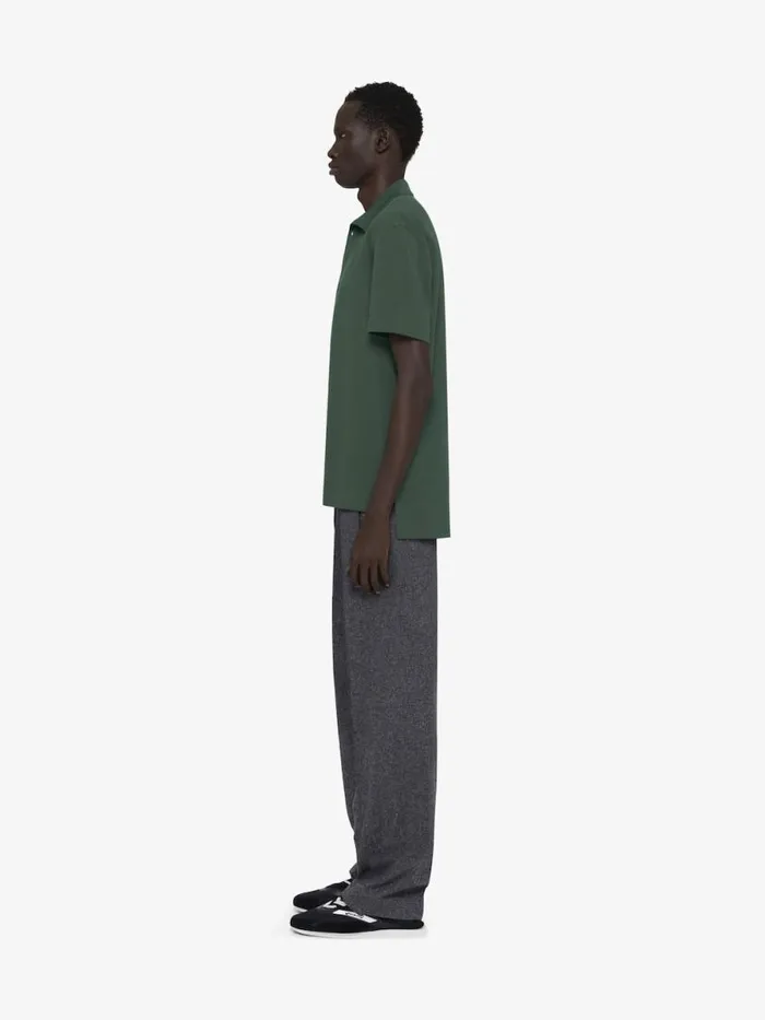 Polo In Cotton With Signature Dark Green Men Givenchy TShirts