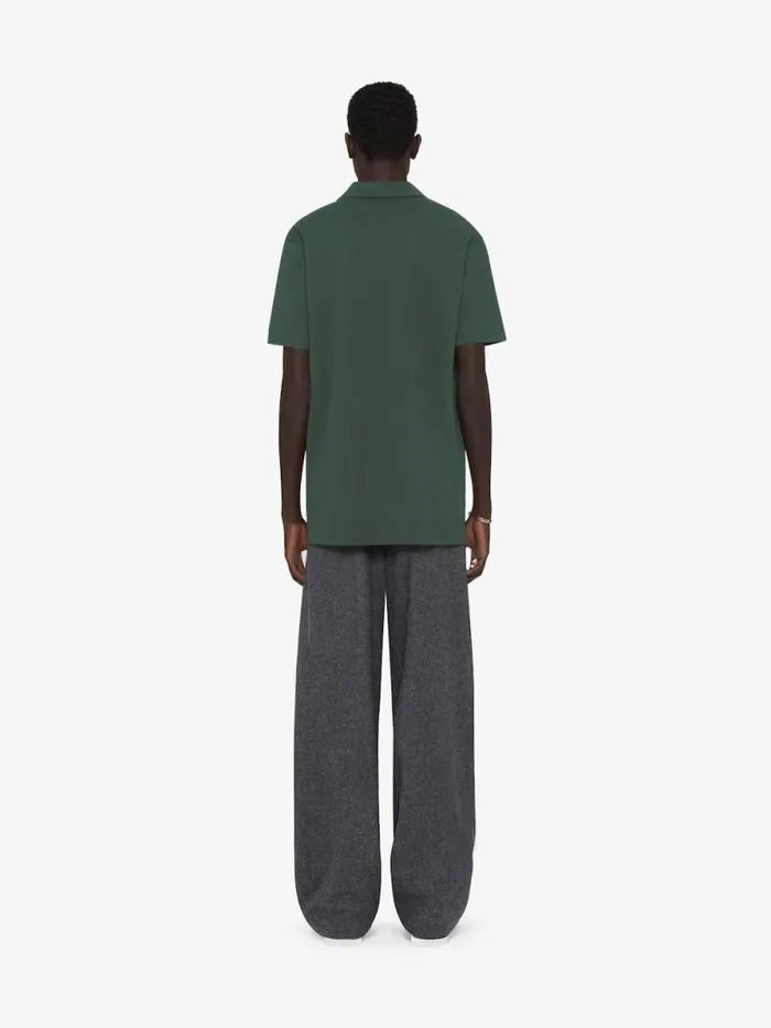 Polo In Cotton With Signature Dark Green Men Givenchy TShirts