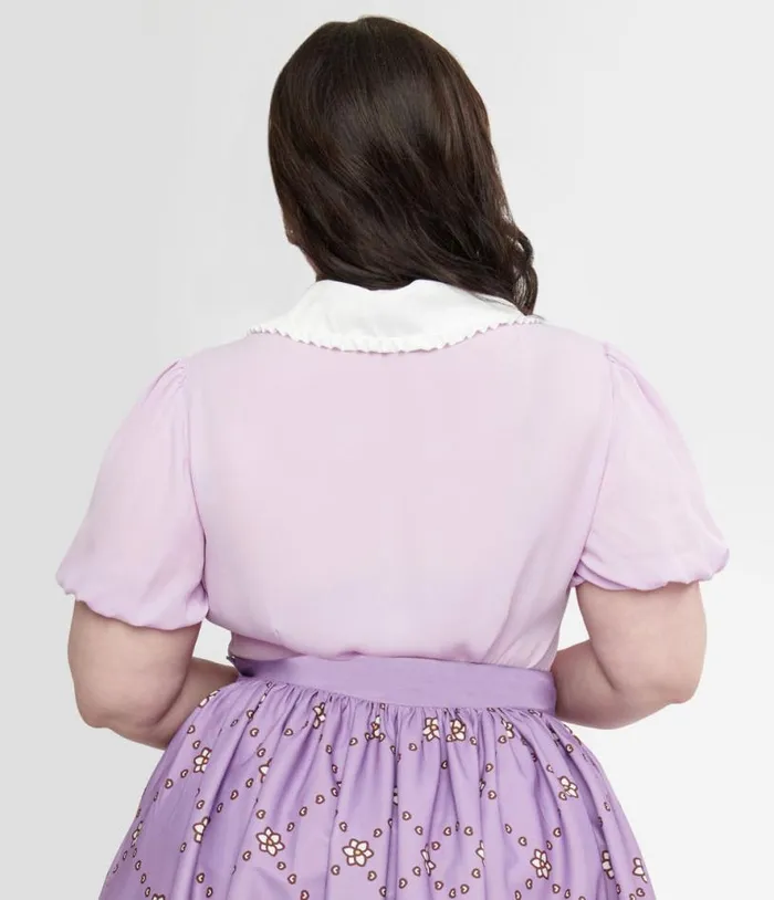 Pusheen X Plus Size Lavender Pusheen Springtime Embroidered Oversized Collar Blouse Clothing Unique Vintage Blouses