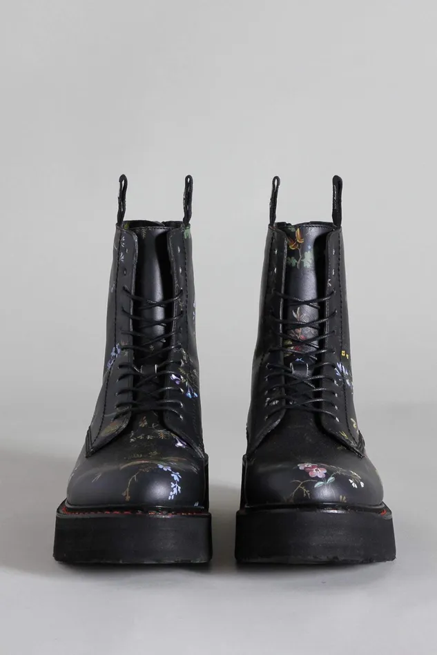 R13 Boots Women Single Stack Boot 8211 Black Floral R13 Boots Women Single Stack Boot 8211 Black Floral