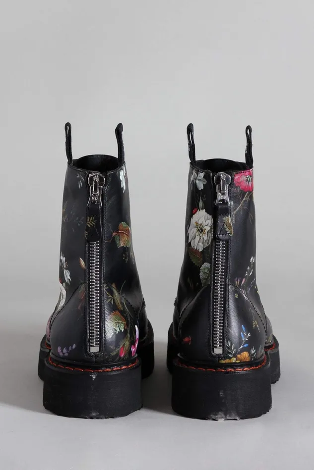 R13 Boots Women Single Stack Boot 8211 Black Floral R13 Boots Women Single Stack Boot 8211 Black Floral