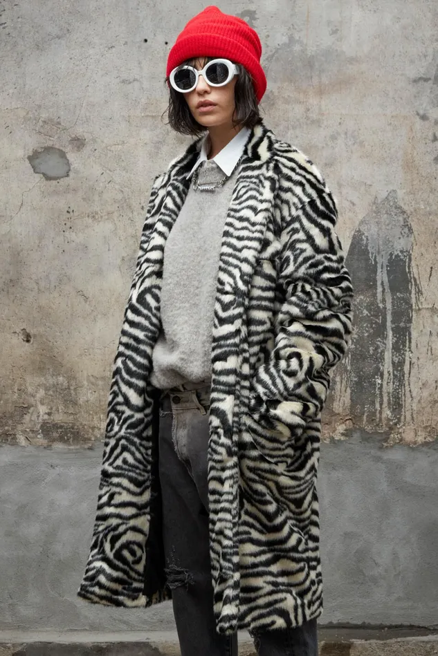 R13 Jackets and Coats Women Teddy Bear Coat 8211 Zebra