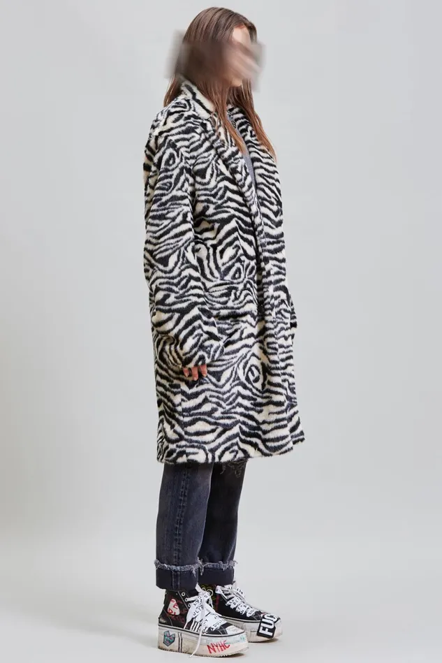 R13 Jackets and Coats Women Teddy Bear Coat 8211 Zebra