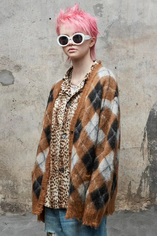 R13 Sweaters Women Fluffy Plaid Cardigan