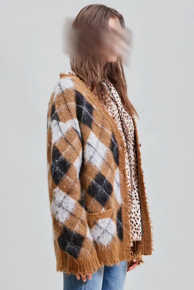 R13 Sweaters Women Fluffy Plaid Cardigan