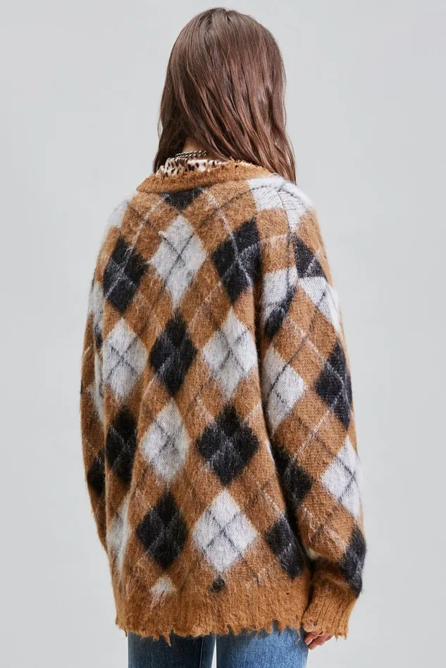 R13 Sweaters Women Fluffy Plaid Cardigan