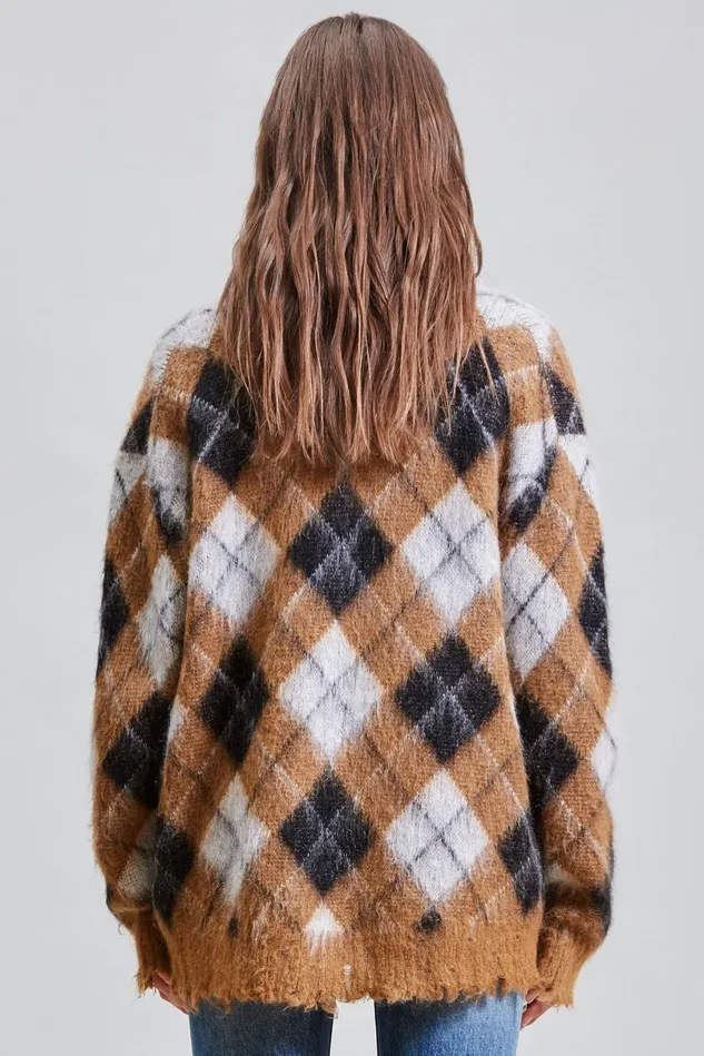 R13 Sweaters Women Fluffy Plaid Cardigan