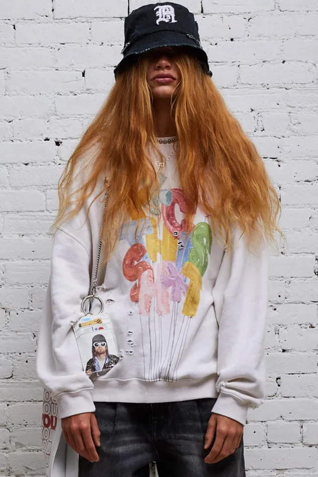 R13 Sweatshirts Women Fts Oversized Crewneck 8211 Ecru