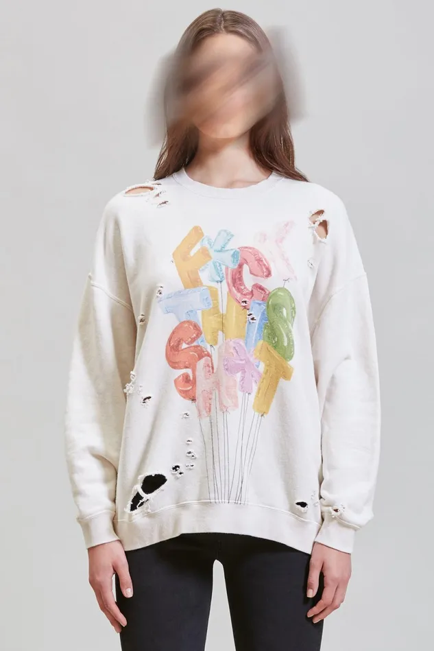 R13 Sweatshirts Women Fts Oversized Crewneck 8211 Ecru