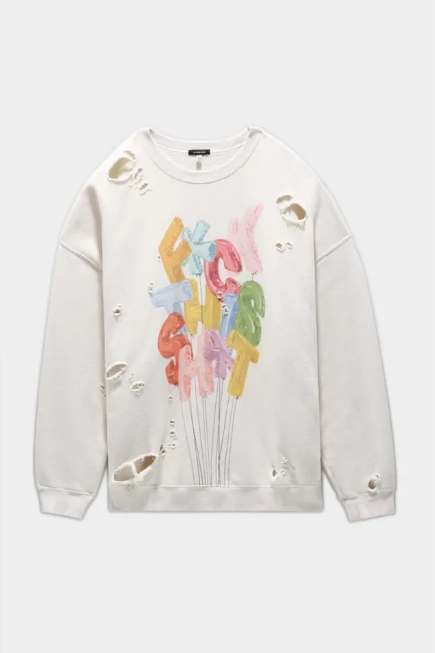 R13 Sweatshirts Women Fts Oversized Crewneck 8211 Ecru