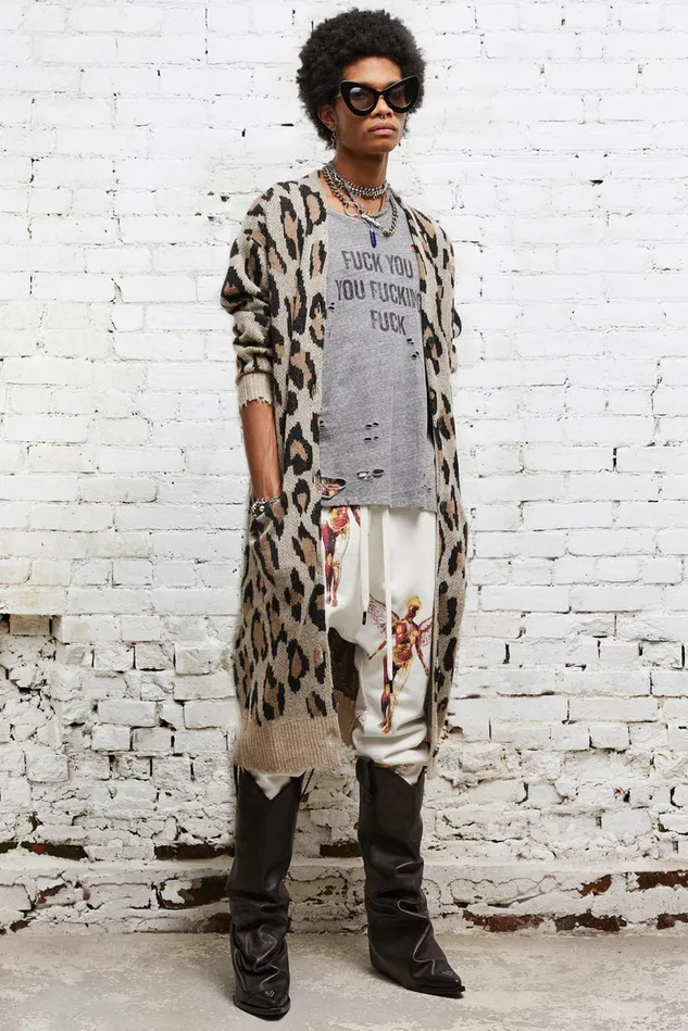 R13 Tops And Knitwear Men Long Leopard Cardigan