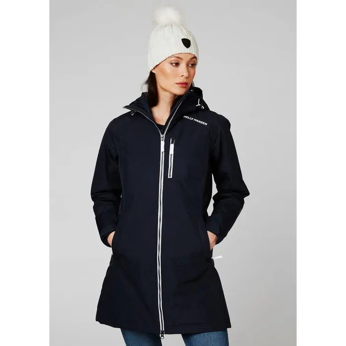 Rain Jackets Women Helly Hansen W LONG BELFAST WINTER JACKET 597 Navy
