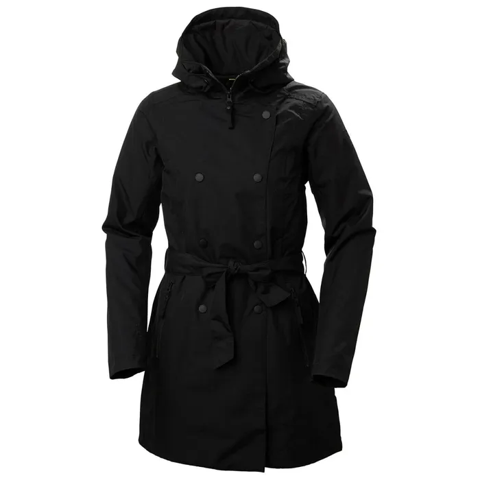 Rain Jackets Women Helly Hansen WELSEY II WATERPROOF INSULATED TRENCH 990 Black
