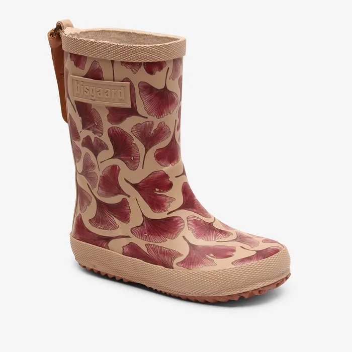 Rubber boots BABY bisgaardshoes fashion bordeaux leaves Pink