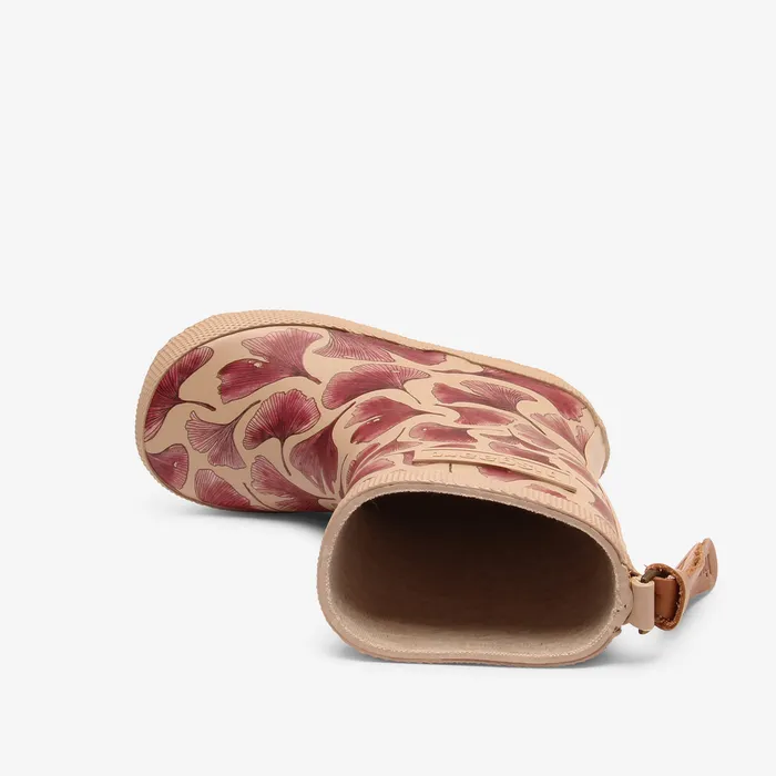 Rubber boots BABY bisgaardshoes fashion bordeaux leaves Pink