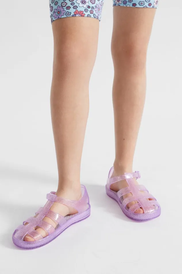 Sandals and Slides Girl Seed Heritage Glitter Cage Jelly Sandal Lavender