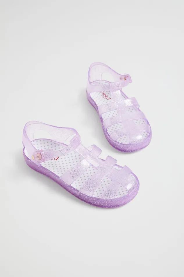 Sandals and Slides Girl Seed Heritage Glitter Cage Jelly Sandal Lavender