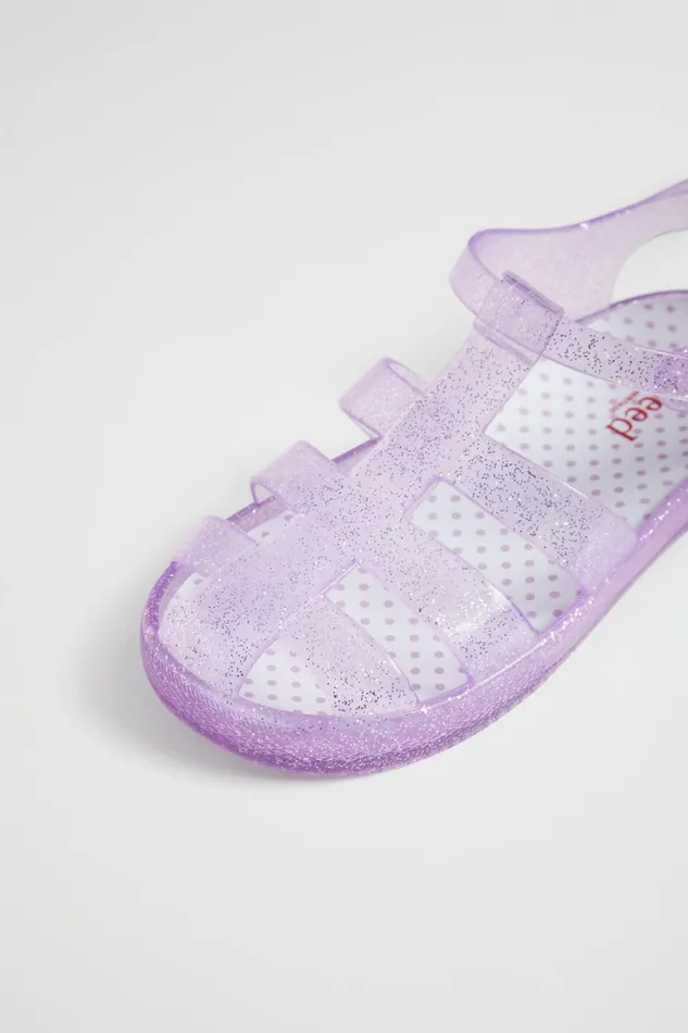 Sandals and Slides Girl Seed Heritage Glitter Cage Jelly Sandal Lavender