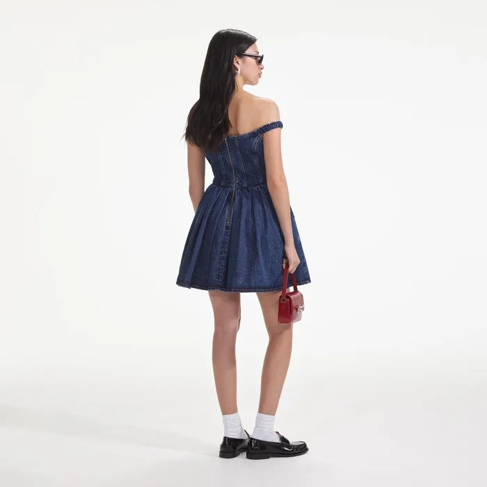Self Portrait Denim Denim Off Shoulder Mini Dress 8211 Women