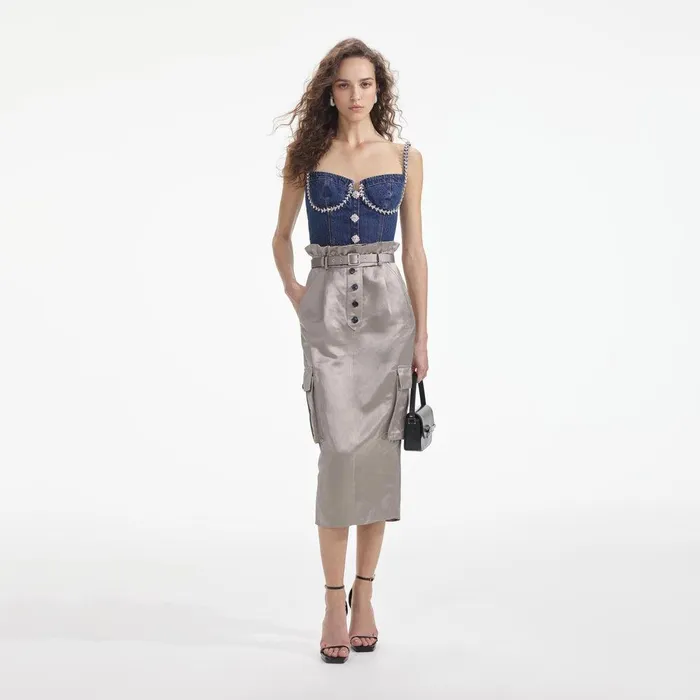 Self Portrait Denim Diamante Denim Top 8211 Women