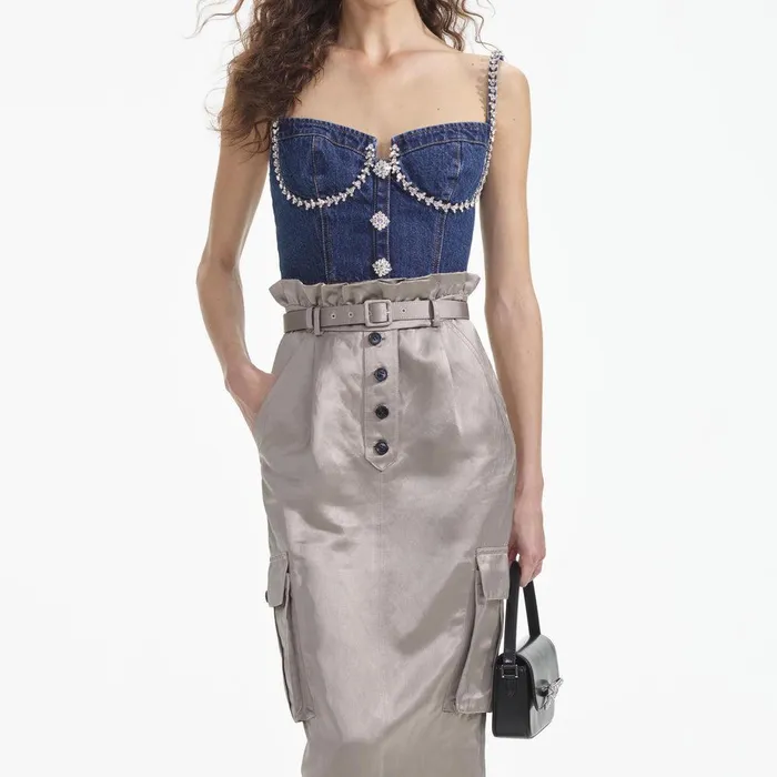 Self Portrait Denim Diamante Denim Top 8211 Women