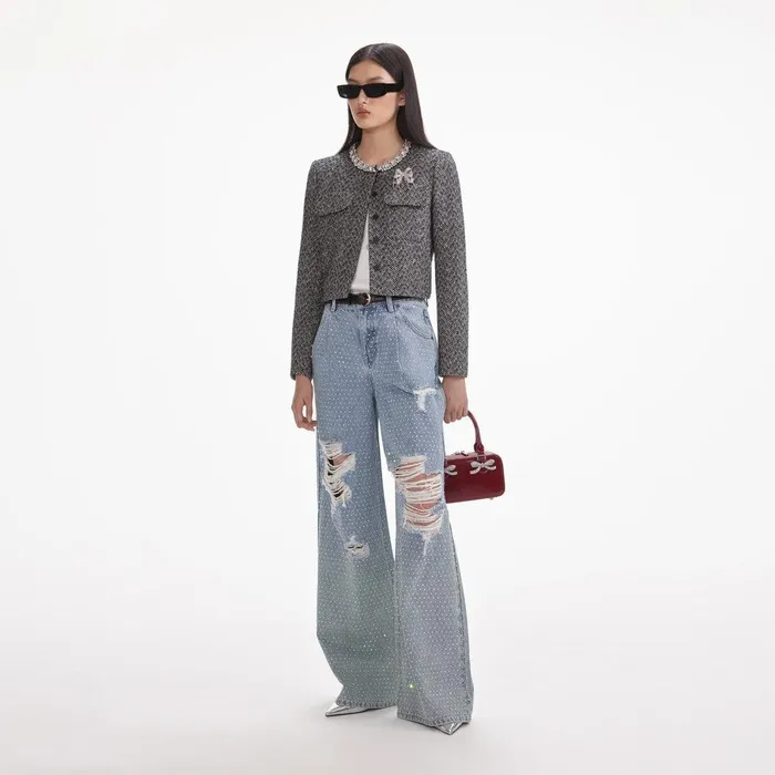 Self Portrait Denim Rhinestone Ombre Distressed Jeans 8211 Women