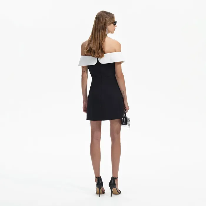 Self Portrait Dresses Black Crepe Bow Mini Dress 8211 Women