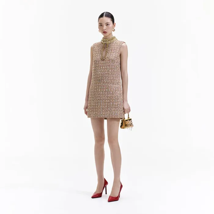 Self Portrait Dresses Gold Tinsel Boucle Embellished Mini Dress 8211 Women Self Portrait Dresses Gold Tinsel Boucle Embellished Mini Dress 8211 Women