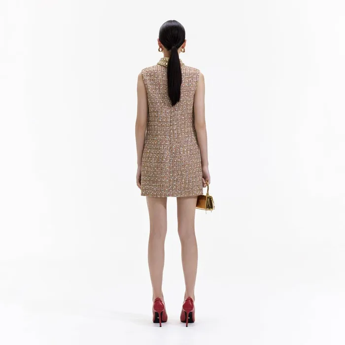 Self Portrait Dresses Gold Tinsel Boucle Embellished Mini Dress 8211 Women Self Portrait Dresses Gold Tinsel Boucle Embellished Mini Dress 8211 Women