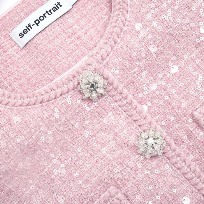 Self Portrait Dresses Pink Boucle Midi Dress 8211 Women