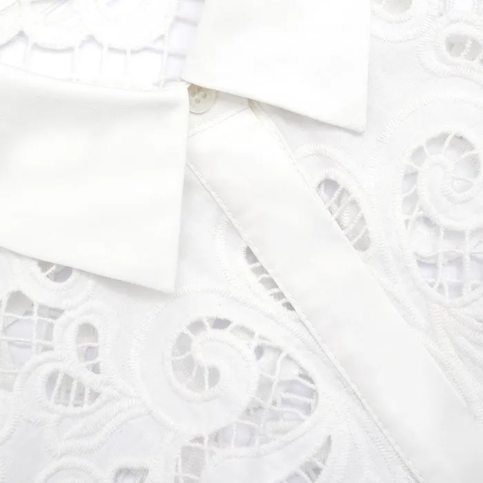 Self Portrait Dresses White Cotton Lace Mini Shirt Dress 8211 Women