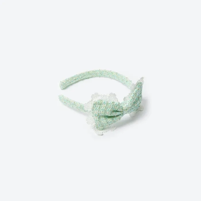 Self Portrait Green Boucle Bow Hairband 8211 Kids Self Portrait Green Boucle Bow Hairband 8211 Kids