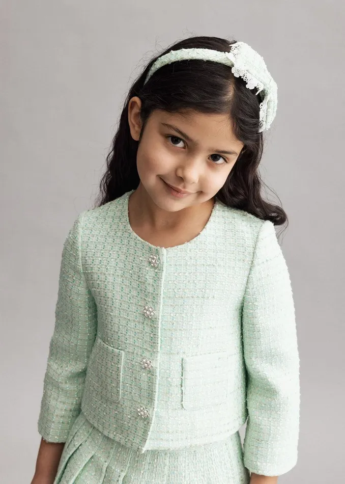 Self Portrait Green Boucle Bow Hairband 8211 Kids Self Portrait Green Boucle Bow Hairband 8211 Kids
