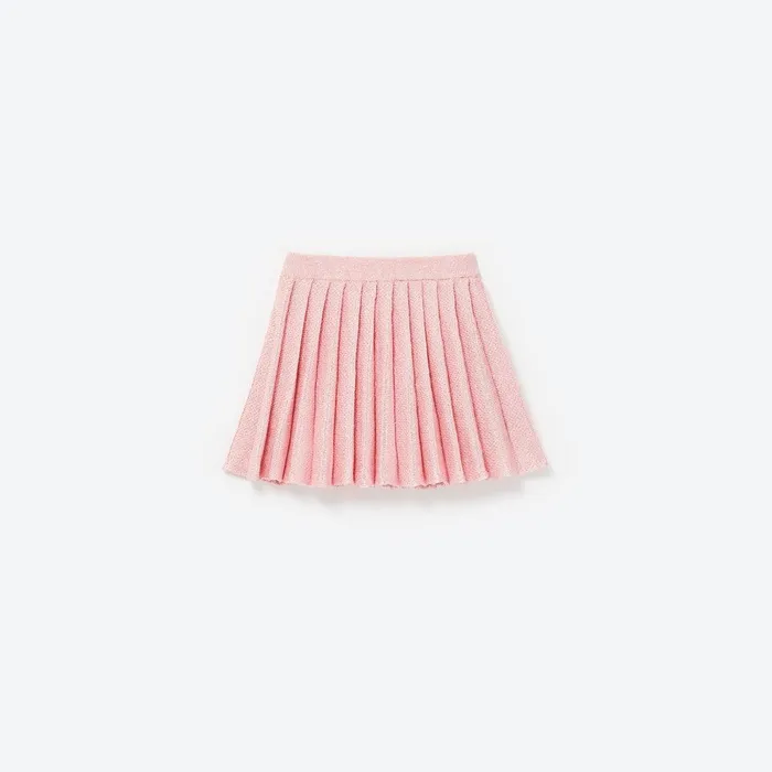 Self Portrait Knitwear Pink Sequin Knit Pleated Skirt 8211 Kids