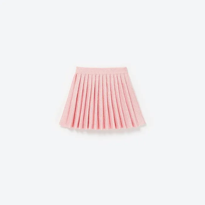 Self Portrait Knitwear Pink Sequin Knit Pleated Skirt 8211 Kids