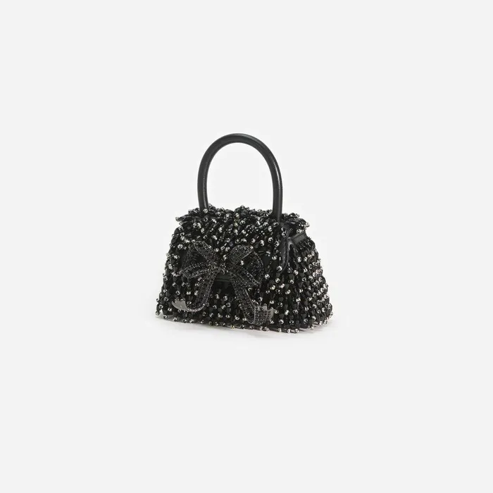 Self Portrait Micro Black Embellished Micro Bow Bag 8211 Women