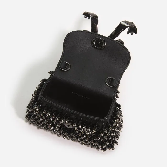 Self Portrait Micro Black Embellished Micro Bow Bag 8211 Women