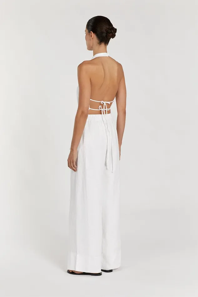 SERENA WHITE LINEN ASYM HALTER TOP Women DISSH Tops