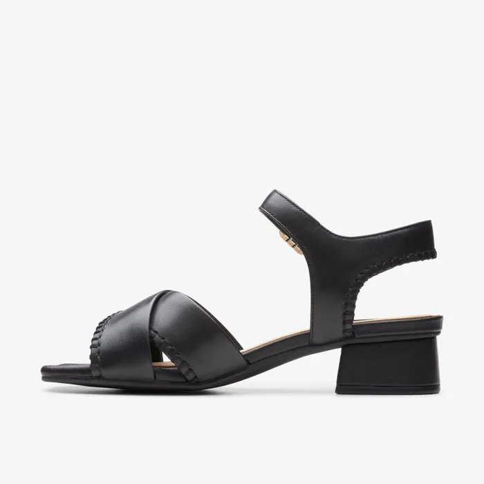 Serina 35 Cross Black Leather Women Clarks Sandals and Flip Flops