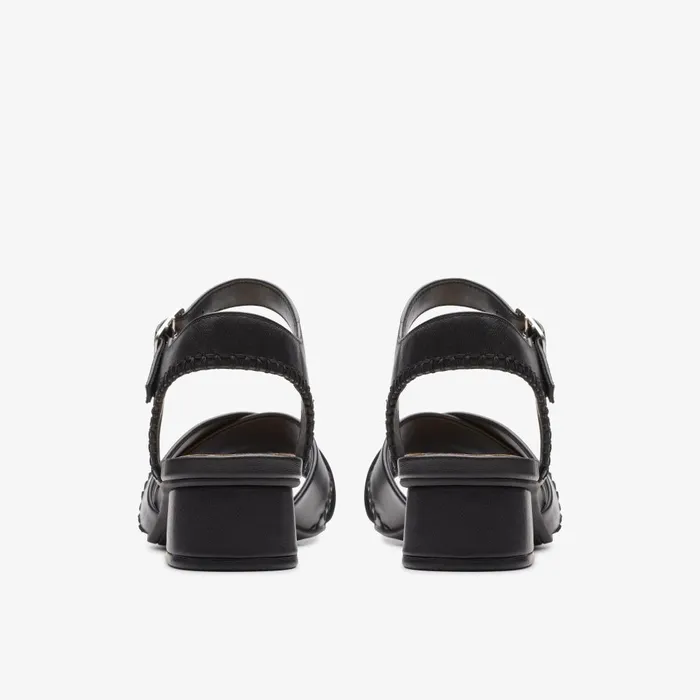 Serina 35 Cross Black Leather Women Clarks Sandals and Flip Flops
