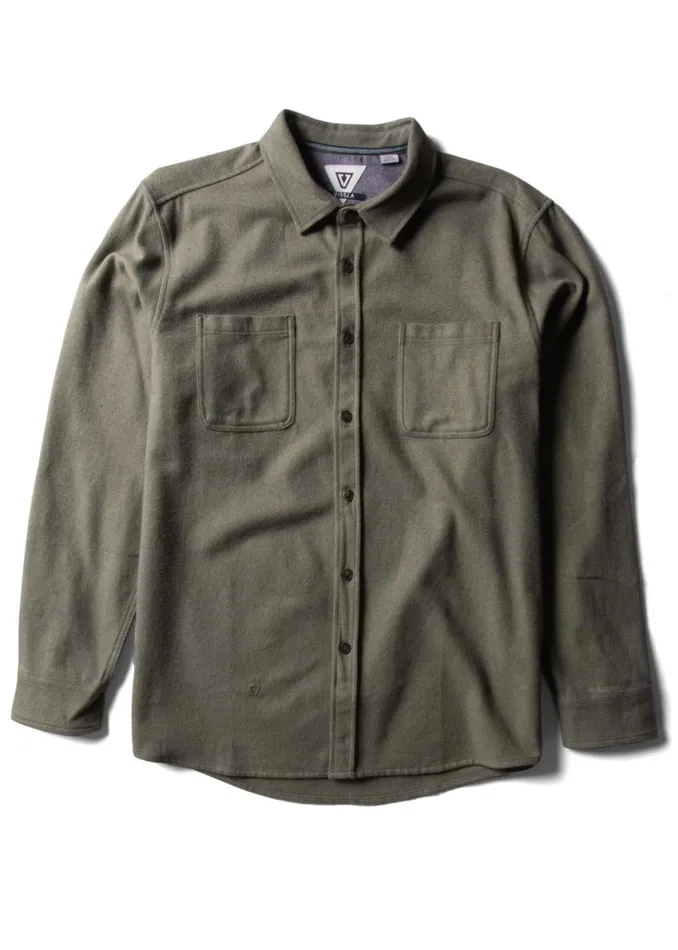 Shaper Eco Ls Flannel Vintage Green Men Vissla Shirts and Flannels