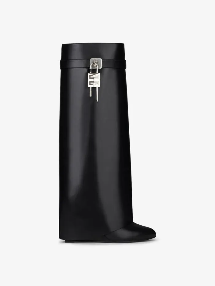 Shark Lock Boots In Leather Black Women Givenchy Shark Lock