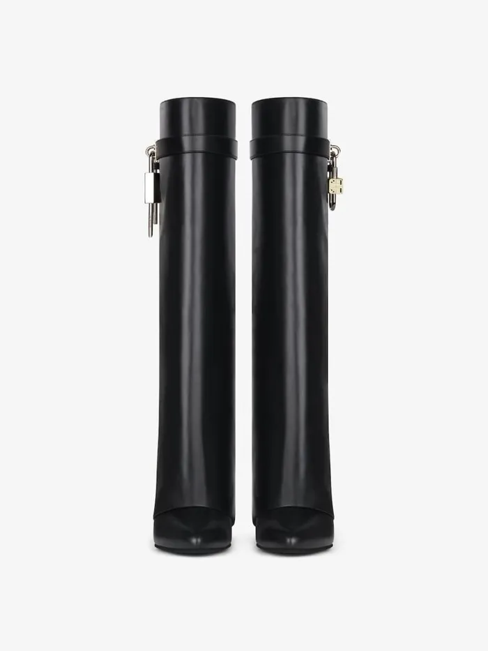 Shark Lock Boots In Leather Black Women Givenchy Shark Lock