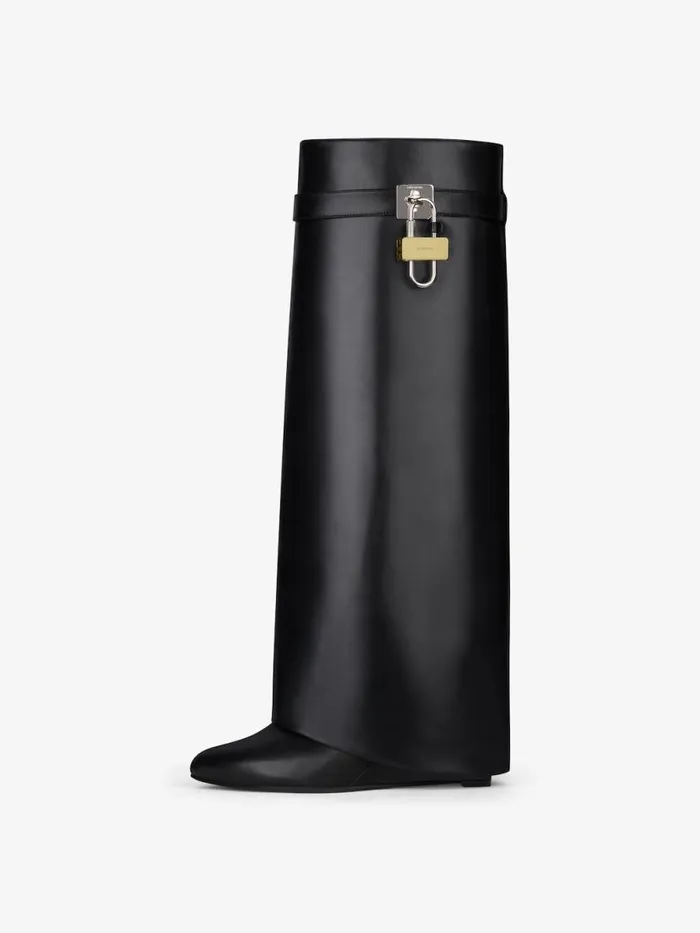 Shark Lock Boots In Leather Black Women Givenchy Shark Lock