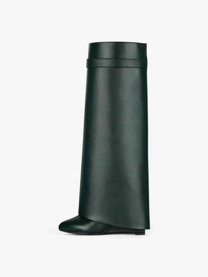 Shark Lock Boots In Leather Green Forest Women Givenchy Shark Lock